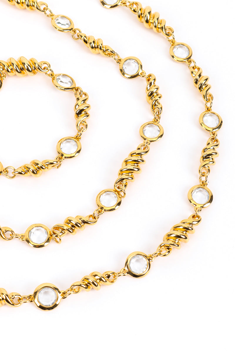 Vintage St. John Fusilli Twist Crystal Necklace link closeup @recess la