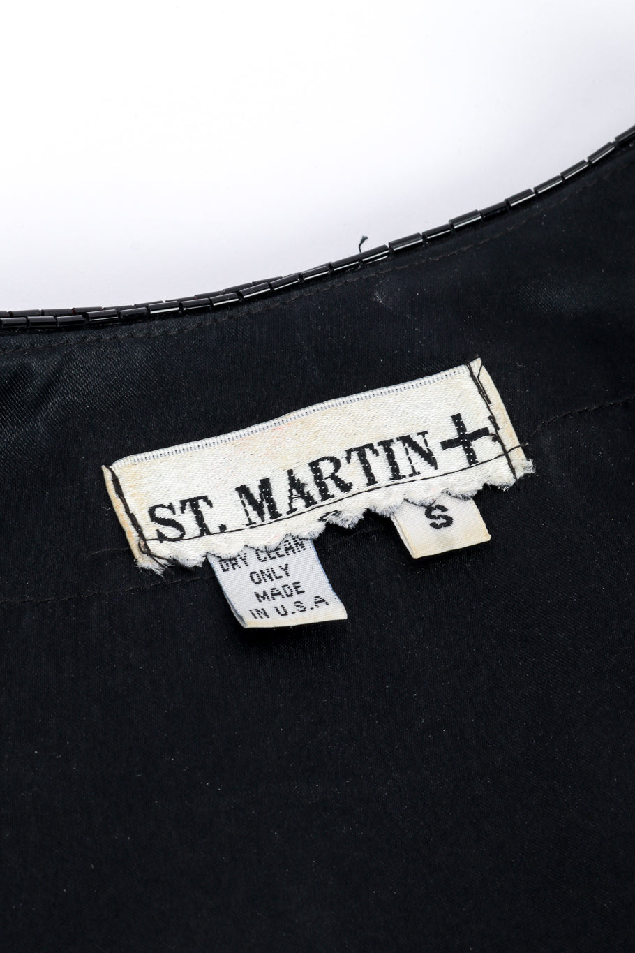 Vintage St. Martin Abstract Beaded Jacket signature label closeup @recessla