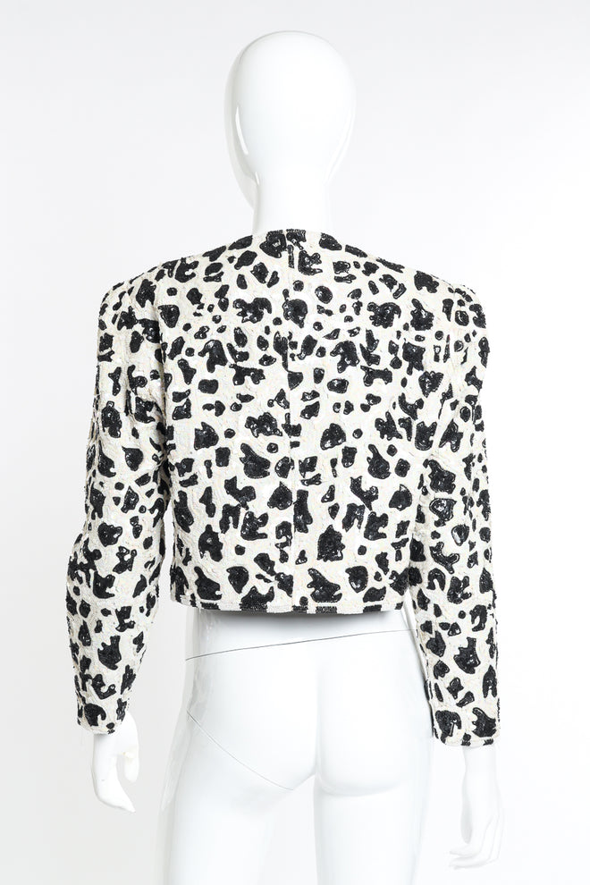 Vintage Jeanette Animal Print Sequin Jacket back on mannequin @recess la