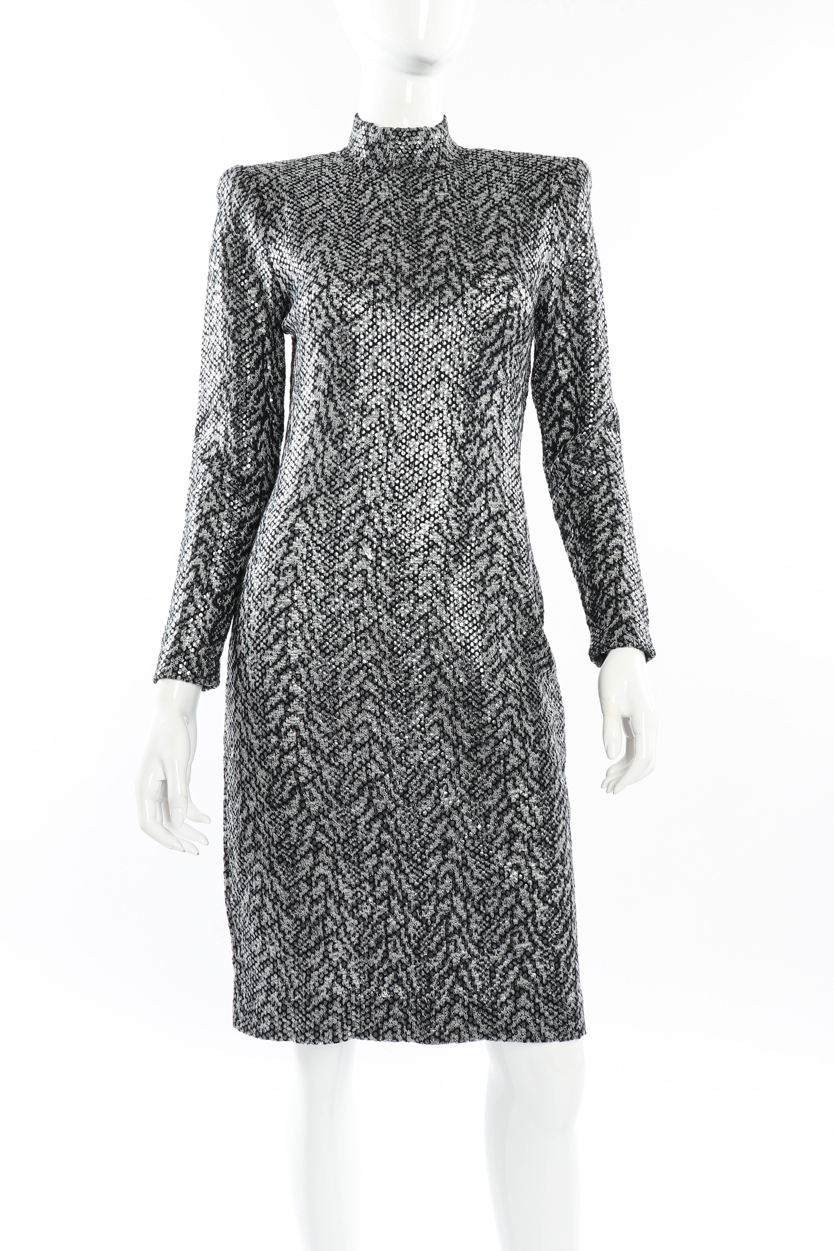 Vintage St. John Tiger Print Sequin Dress front on mannequin @recessla