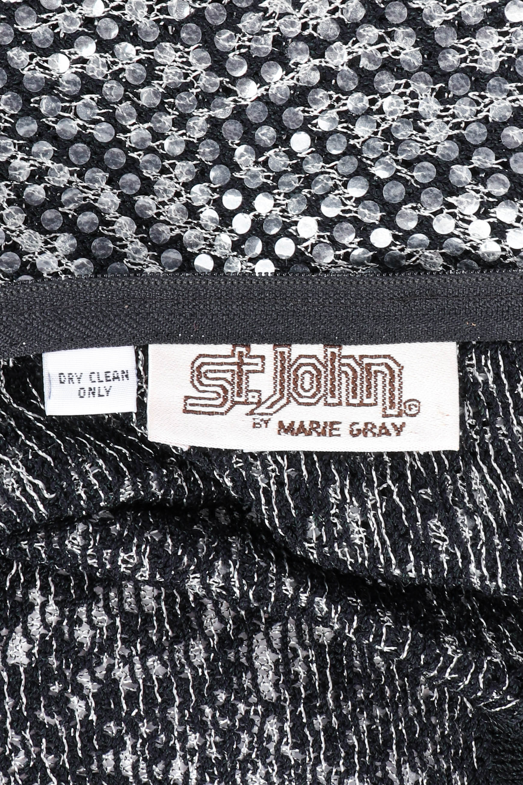 Vintage St. John Tiger Print Sequin Dress signature label closeup @recessla