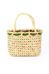 Vintage Woven Strawberry Picnic Bag back @recess la