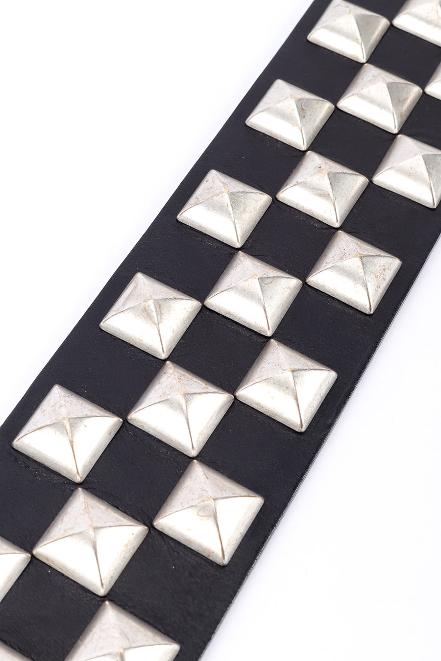 Streets Ahead Studded Pyramid Leather Roger Belt Black Silver Gray Medium Roger Belt - Black Italian Leather Silver Pyramid Hardware  main image 3