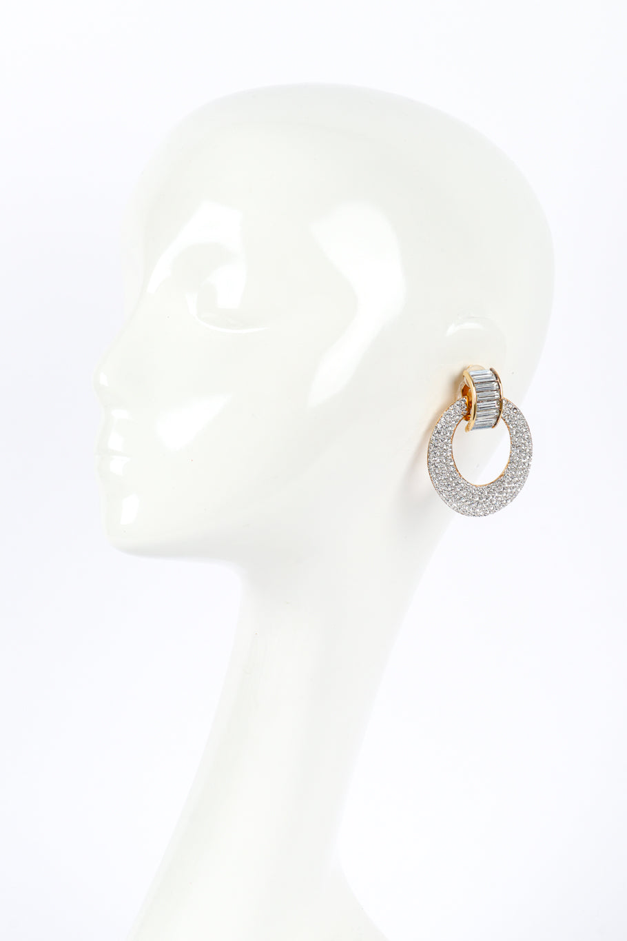 Vintage Swarovski Crystal Hoop Drop Earrings on mannequin @recessla