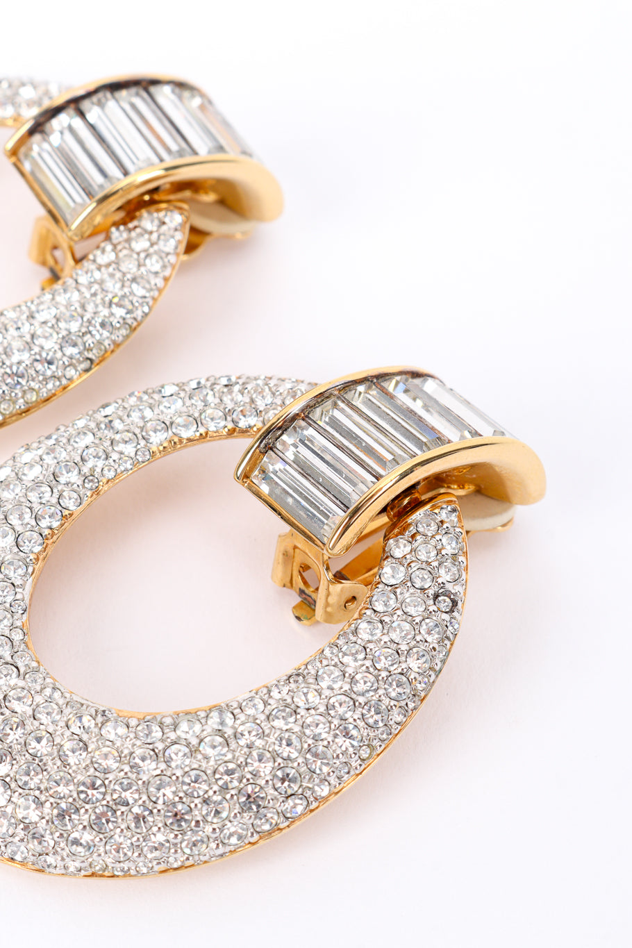 Vintage Swarovski Crystal Hoop Drop Earrings demi hoop crystal closeup @recessla