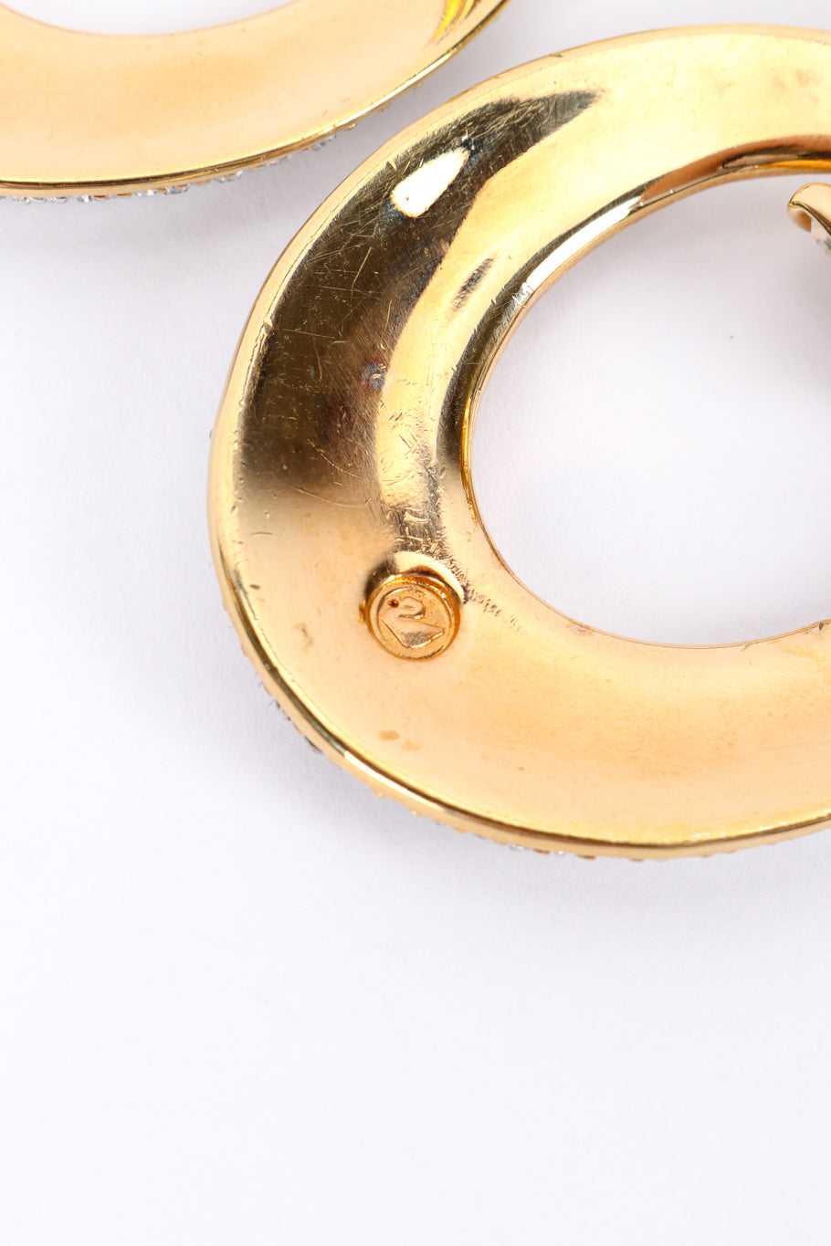 Vintage Swarovski Crystal Hoop Drop Earrings signature cartouche @recessla