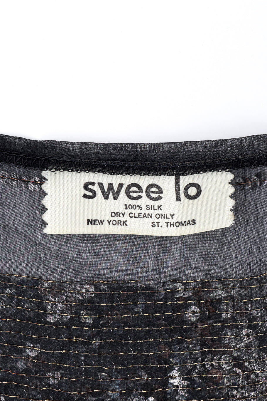 Vintage Swee Lo Metallic Sequin Star Jacket signature label closeup @recess la