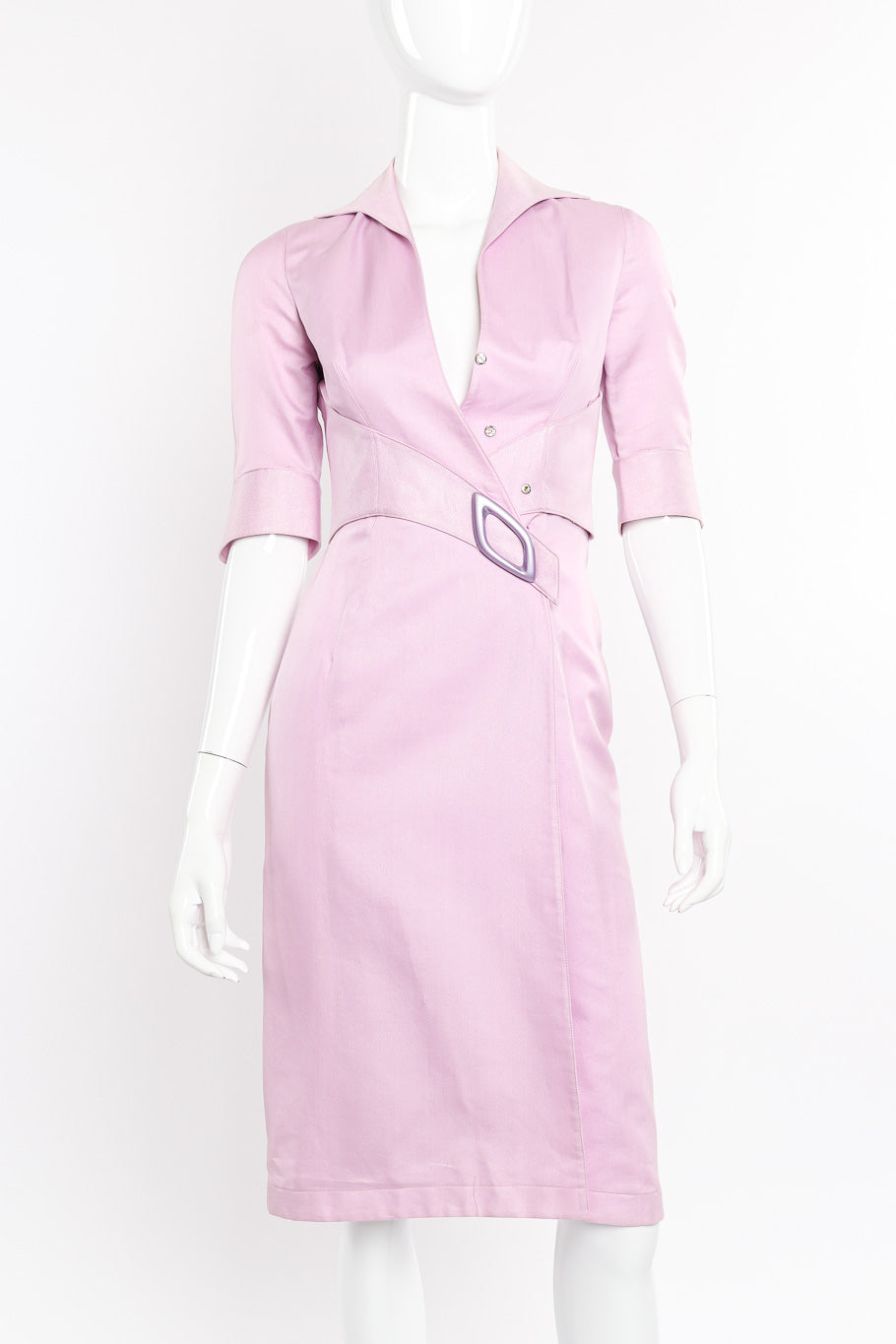 Lilac wrap dress by Thierry Mugler on mannequin @recessla