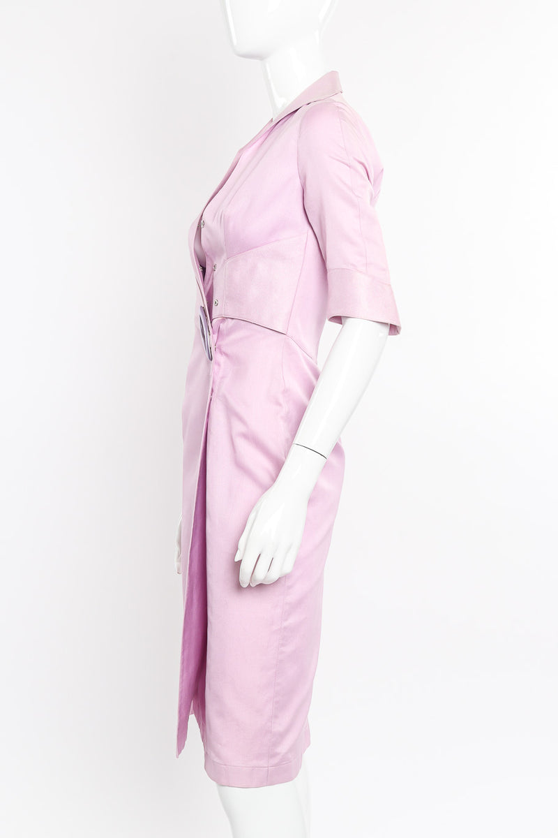 Lilac wrap dress by Thierry Mugler on mannequin side @recessla