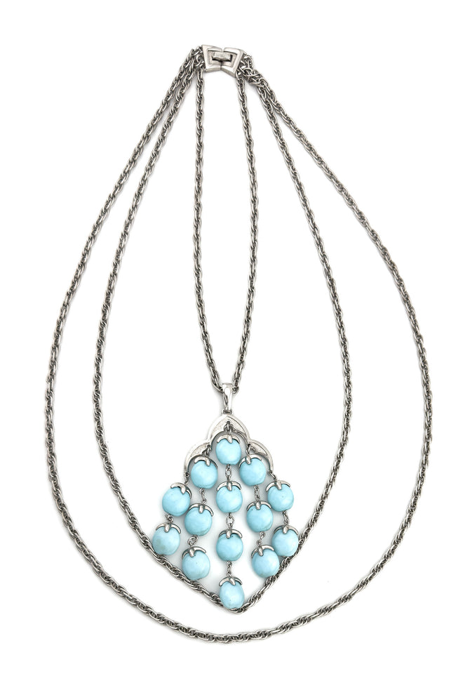 Vintage Trifari Layered Chandelier Pendant Necklace front @recess la