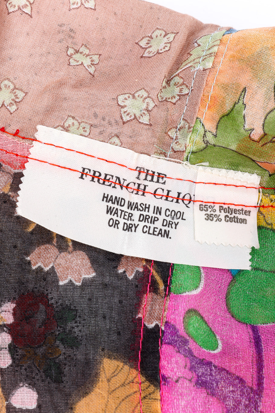 Vintage The French Clique Hooded Floral Patchwork Poncho II signature label closeup @Recessla
