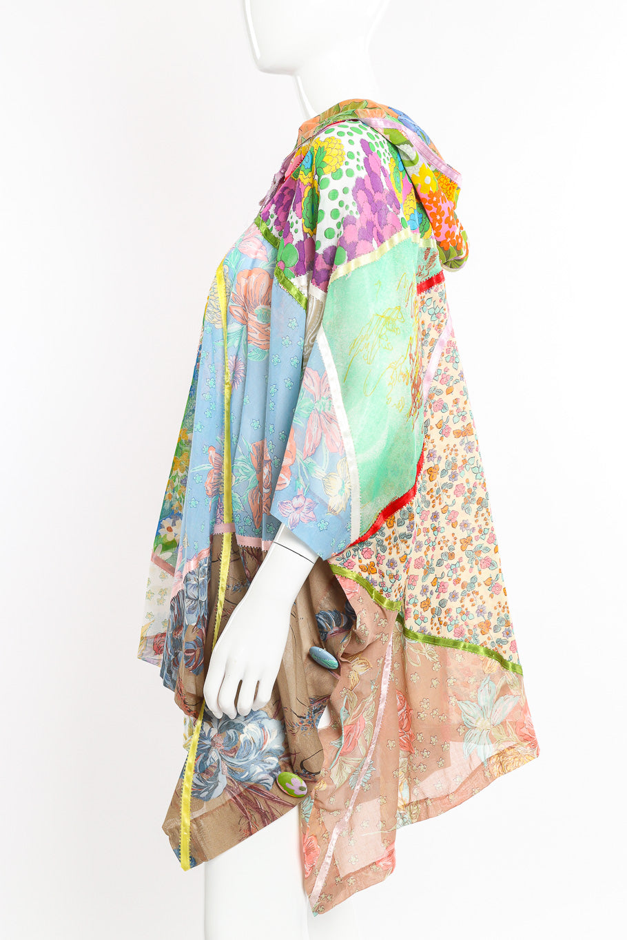 Vintage The French Clique Hooded Floral Patchwork Poncho II side view on mannequin @Recessla