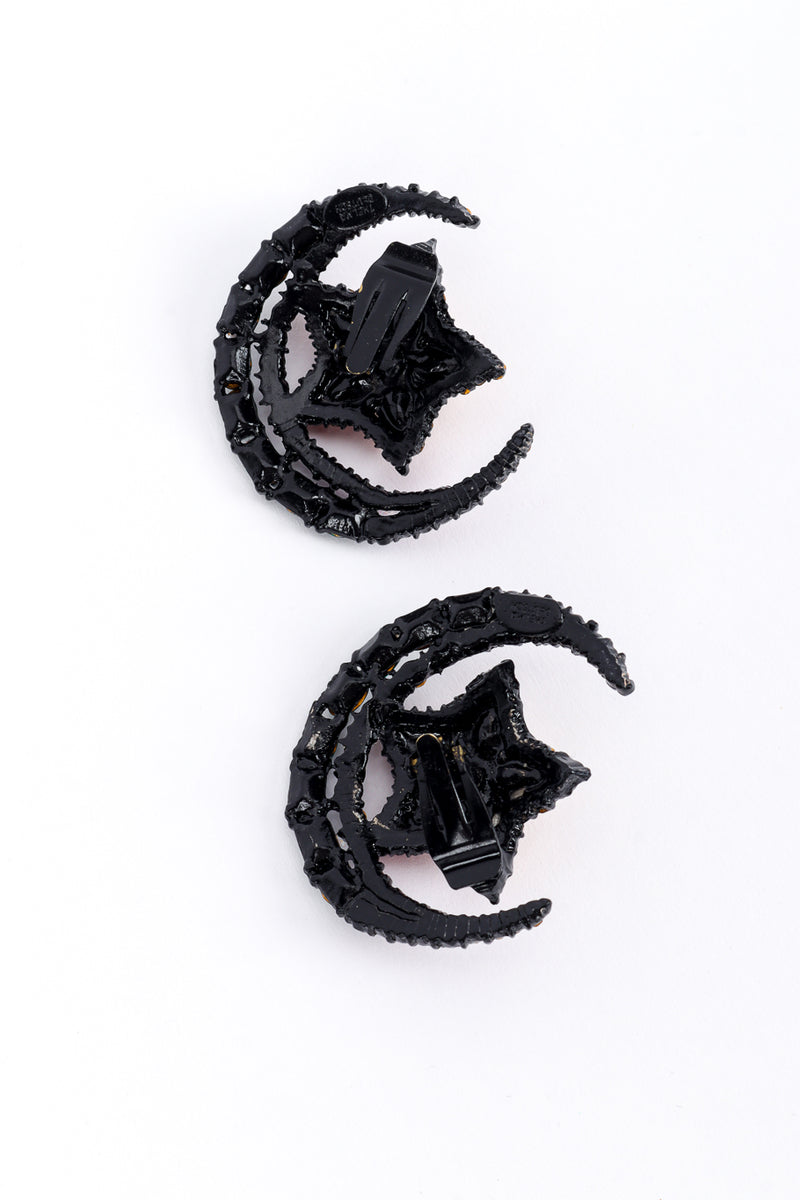 Vintage Thelma Deutsch Crescent Moon & Star Crystal Earrings back @recess la