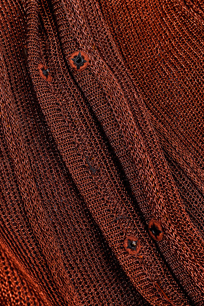 Vintage Thierry Mugler Metallic Cable Cardigan snap closure closeup @recessla