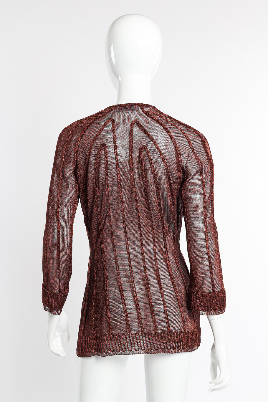 Vintage Thierry Mugler Metallic Cable Cardigan back on mannequin @recessla