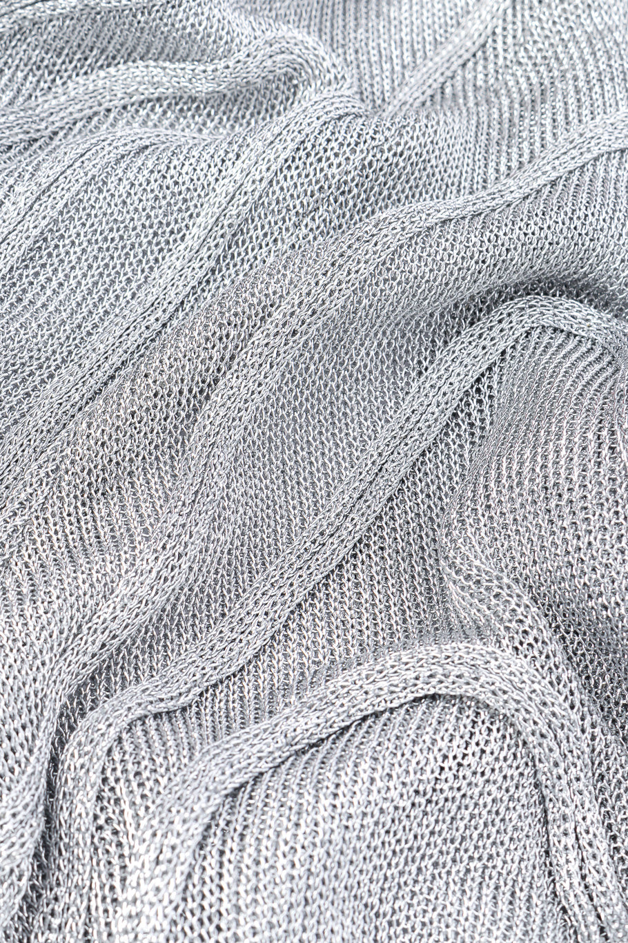 Vintage Thierry Mugler Metallic Cable Knit Cardigan fabric closeup @Recessla