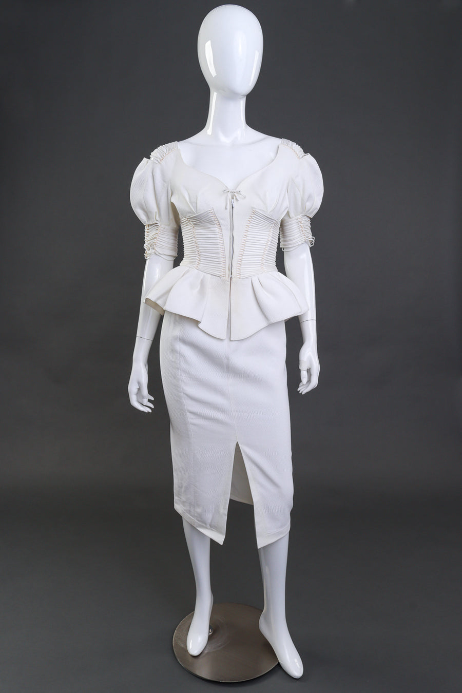 strapless open back dress Vintage Thierry Mugler Laced Peplum Jacket Skirt Suit – Recess