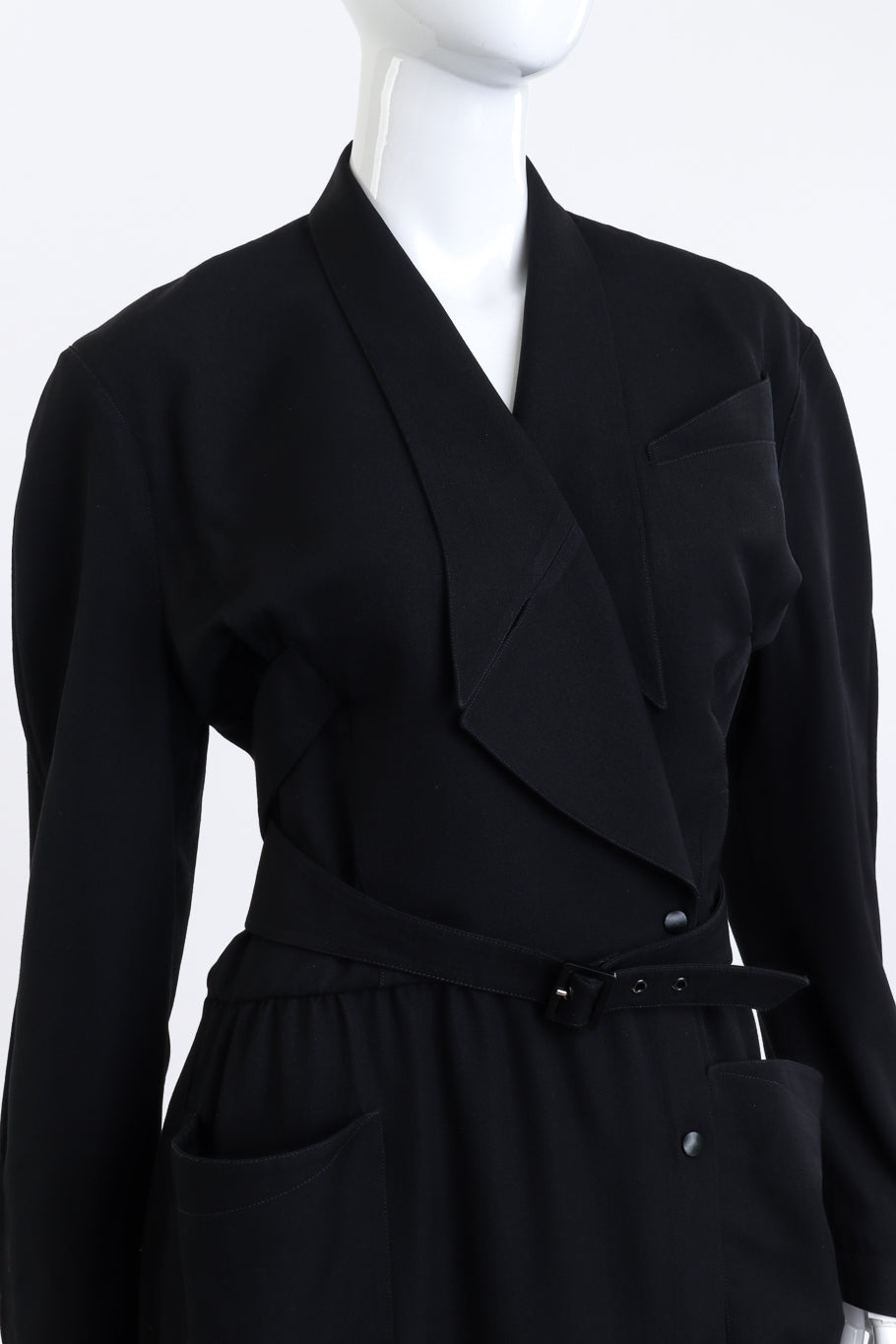 Thierry Mugler Belted Tuxedo Dress front on mannequin closeup @RECESS LA