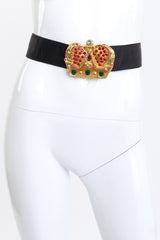 Vintage Todd Oldham Jeweled Crown Buckle Belt on mannequin @recess la