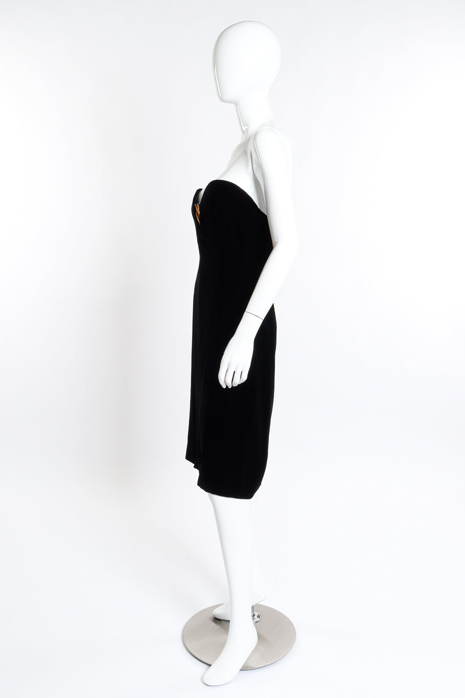 Tom Ford Strapless Velvet & Leopard Cutout Dress side on mannequin @recess la