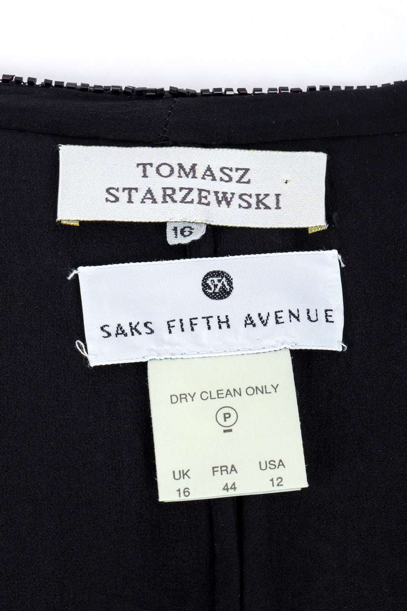 Vintage Tomasz Starzewski Beaded Duster signature label closeup @recessla