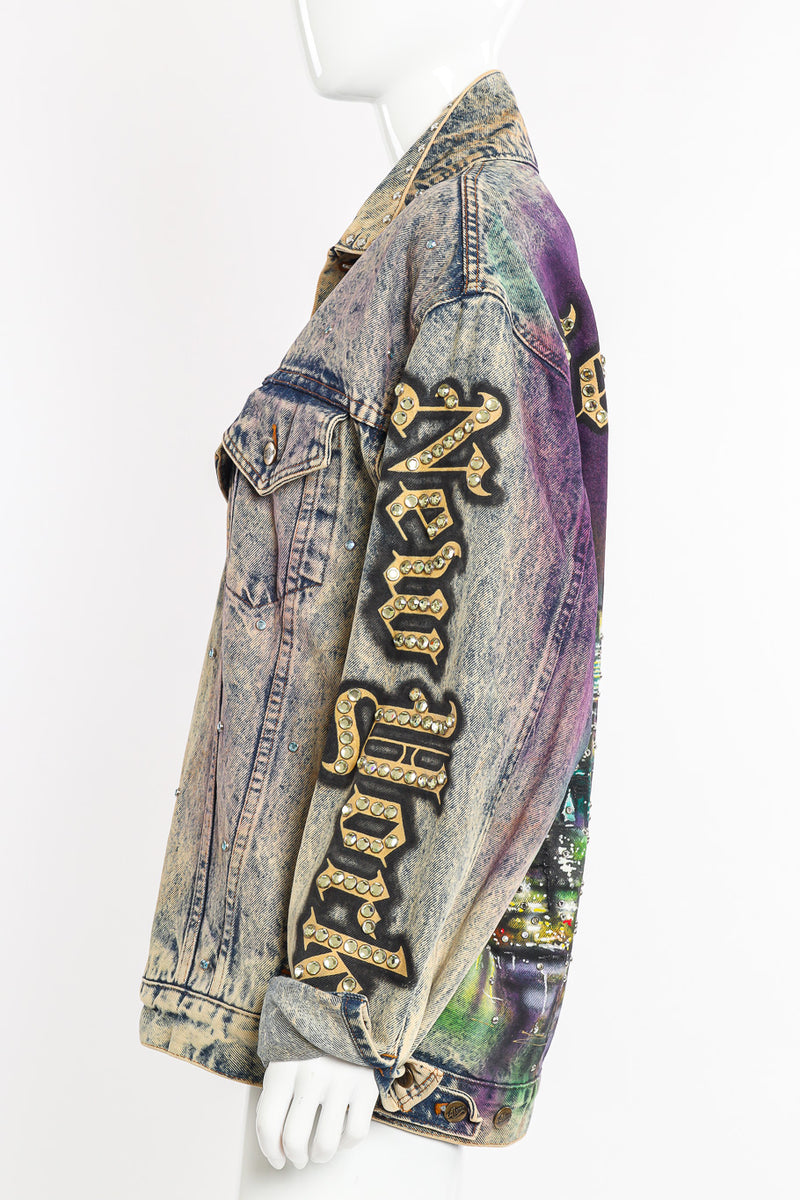 Vintage Tony Alamo The Big Apple Denim Jacket side view on mannequin @Recessla