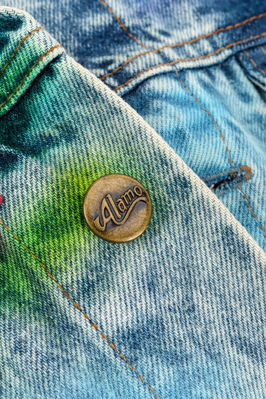 Vintage Tony Alamo Florida Denim Jacket engraved signature button closeup @Recessla