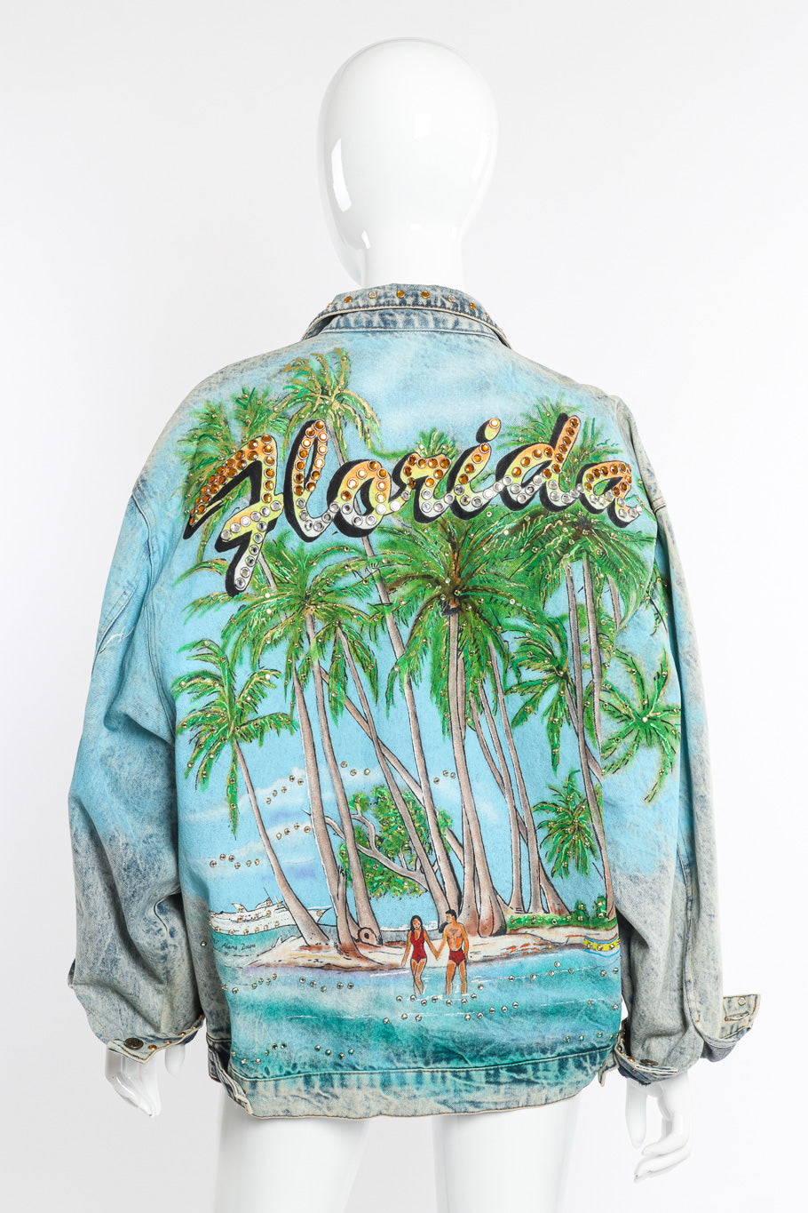 Vintage Tony Alamo Florida Denim Jacket back view on mannequin @Recessla