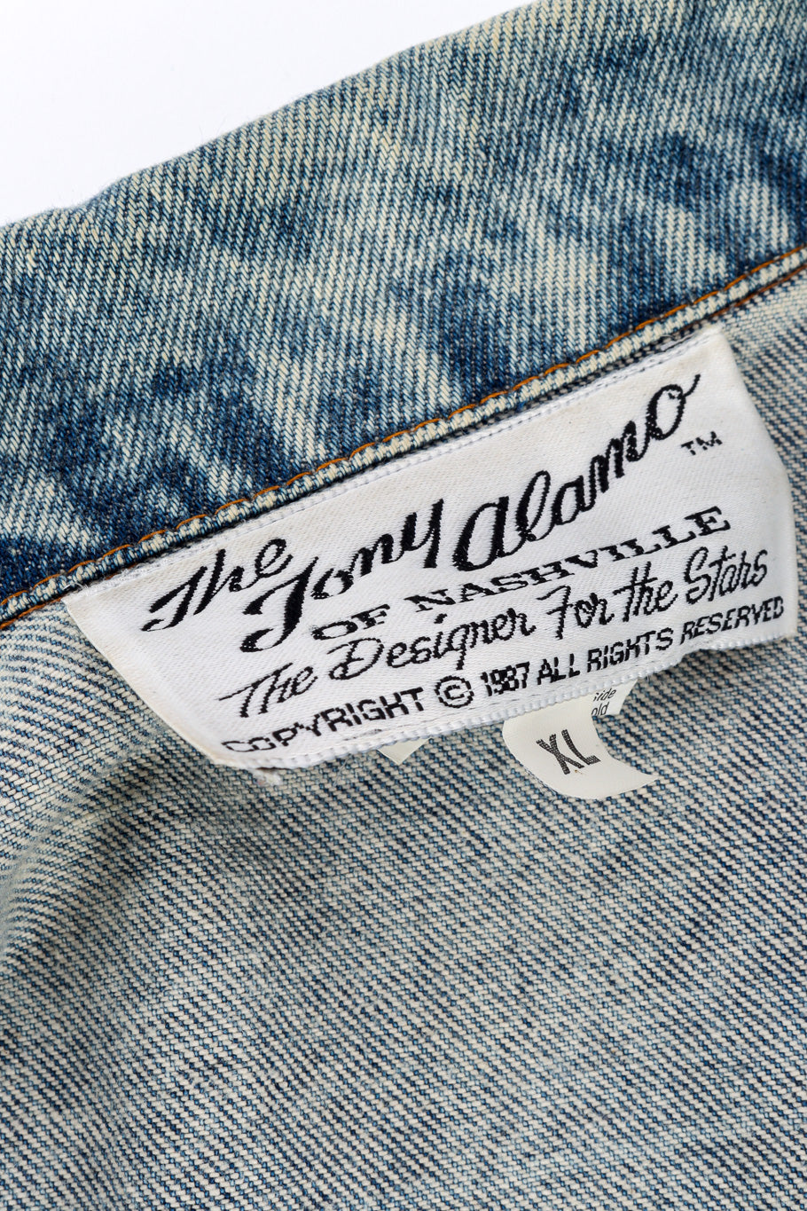 Vintage Tony Alamo Florida Denim Jacket signature label closeup @Recessla
