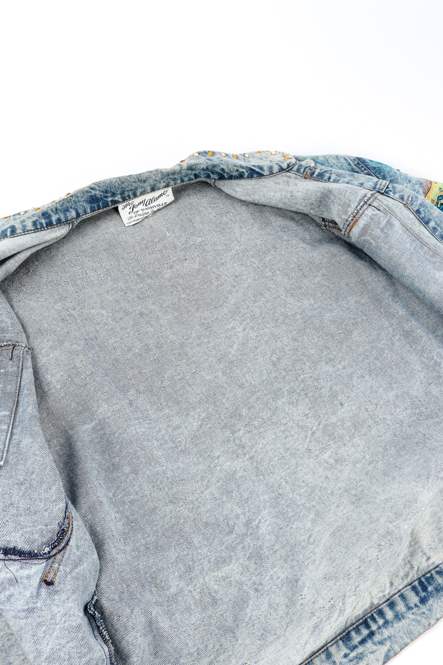 Vintage Tony Alamo Florida Denim Jacket open front view of inner fabric @Recessla