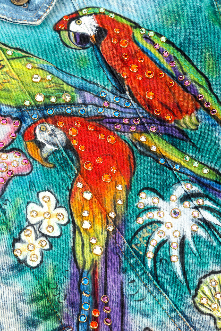 Vintage Tony Alamo Florida Denim Jacket parrot illustration closeup @Recessla