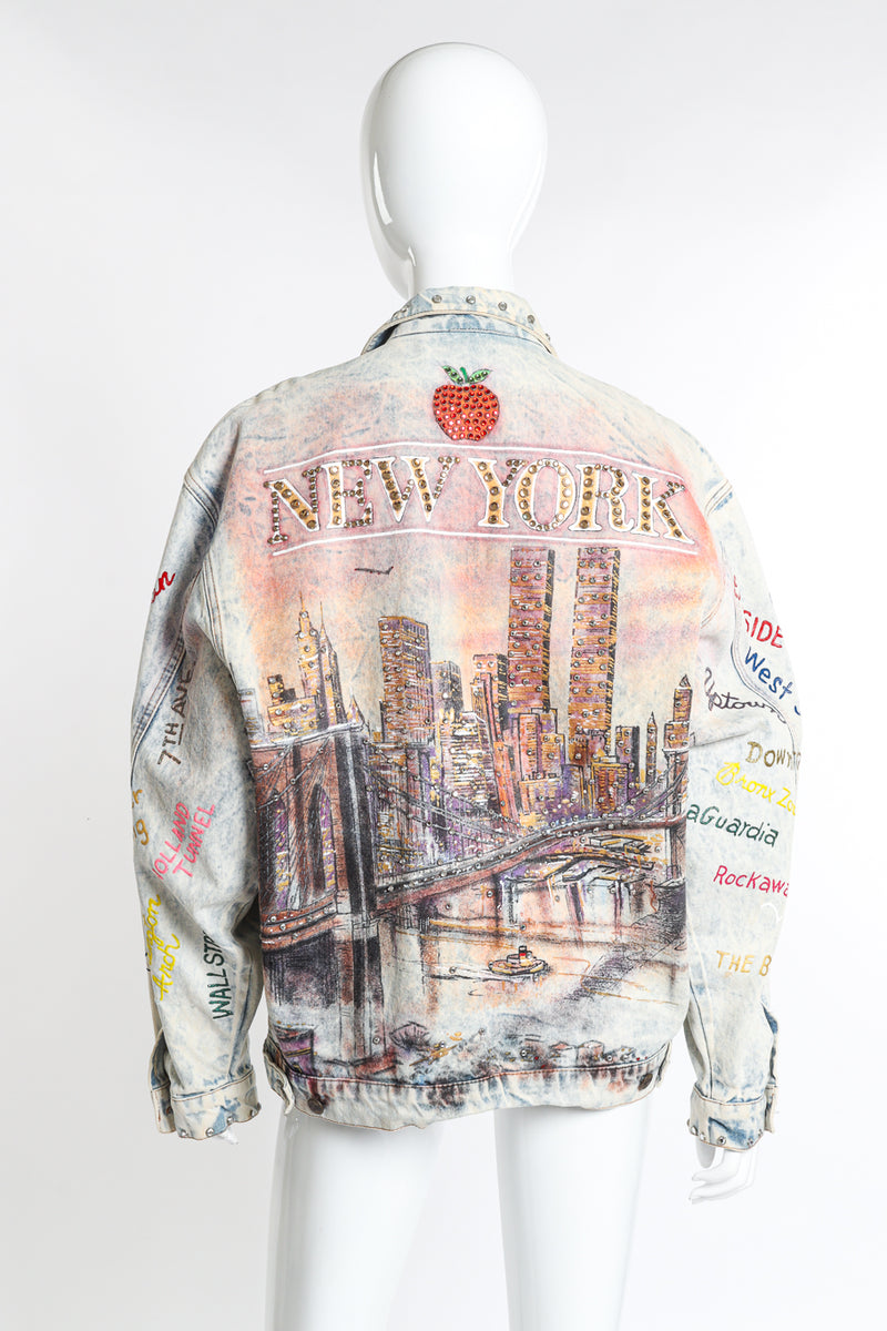 Vintage Tony Alomo New York Skyline Jacket back on mannequin @recess la