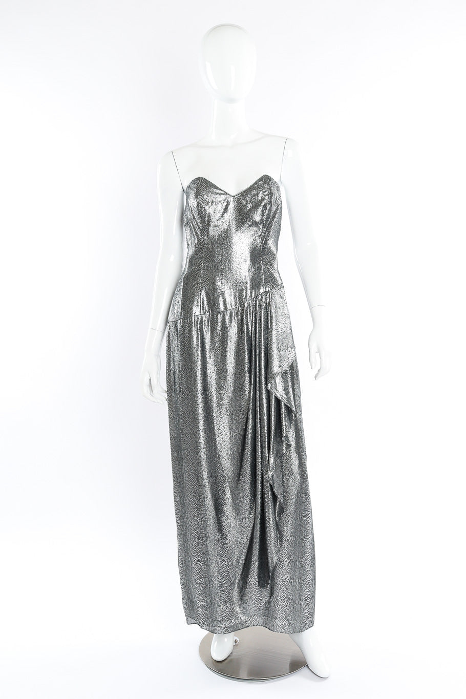 Metallic dress by Tracy Mills on mannequin full front @recessla