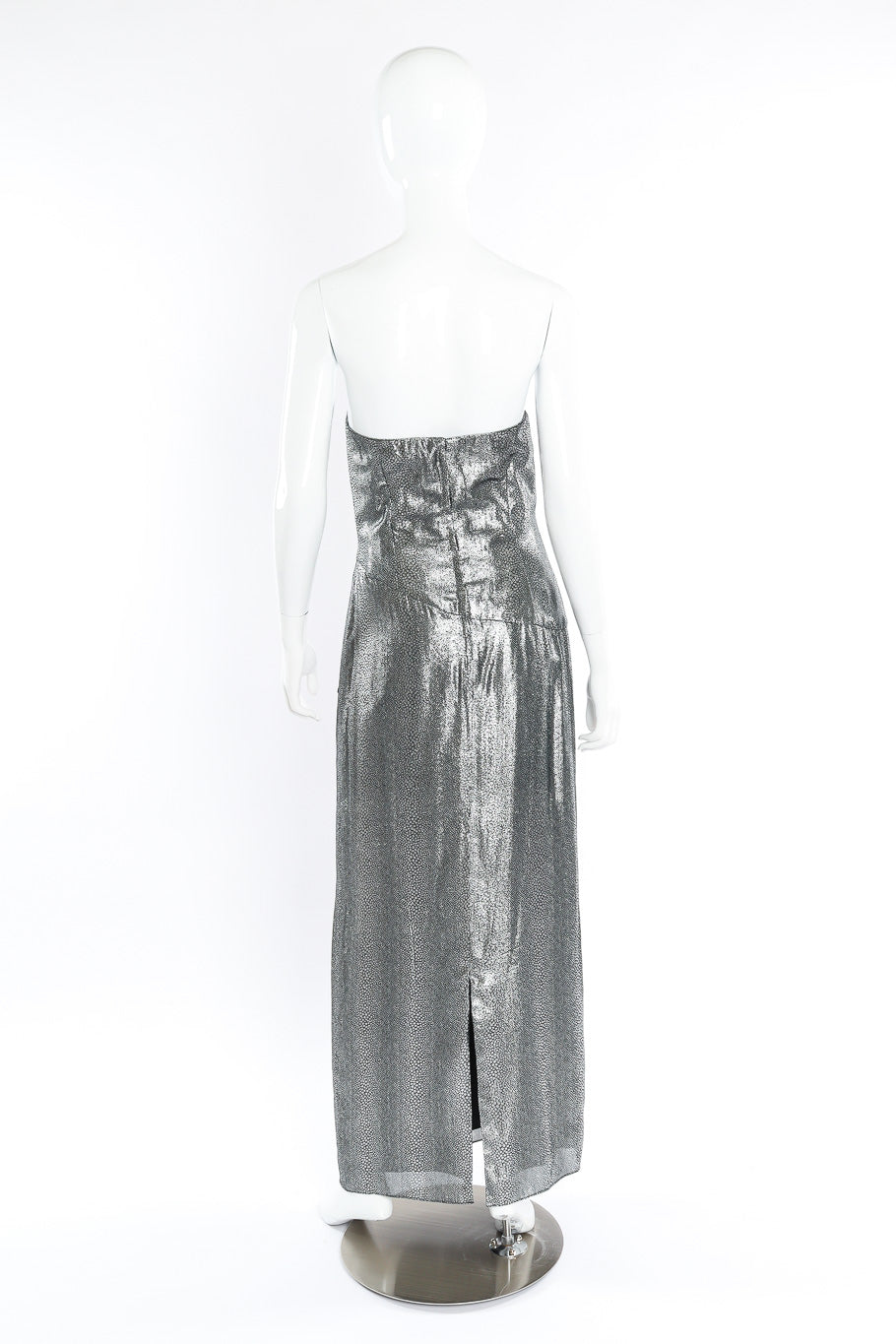 Metallic dress by Tracy Mills on mannequin back @recessla