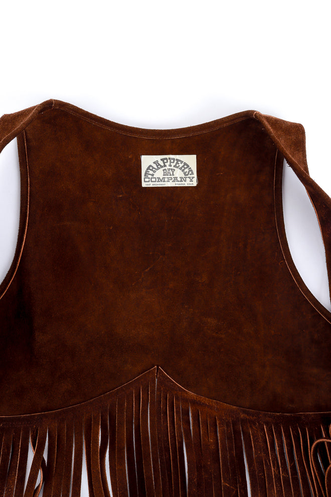 Vintage Trapper's Bay Long Fringe Suede Vest interior @recess la