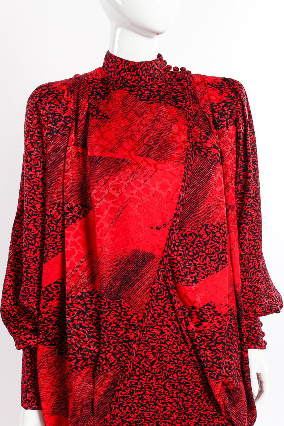 Abstract Wrap Front Jacket & Dress Set on mannequin chest close @recessla