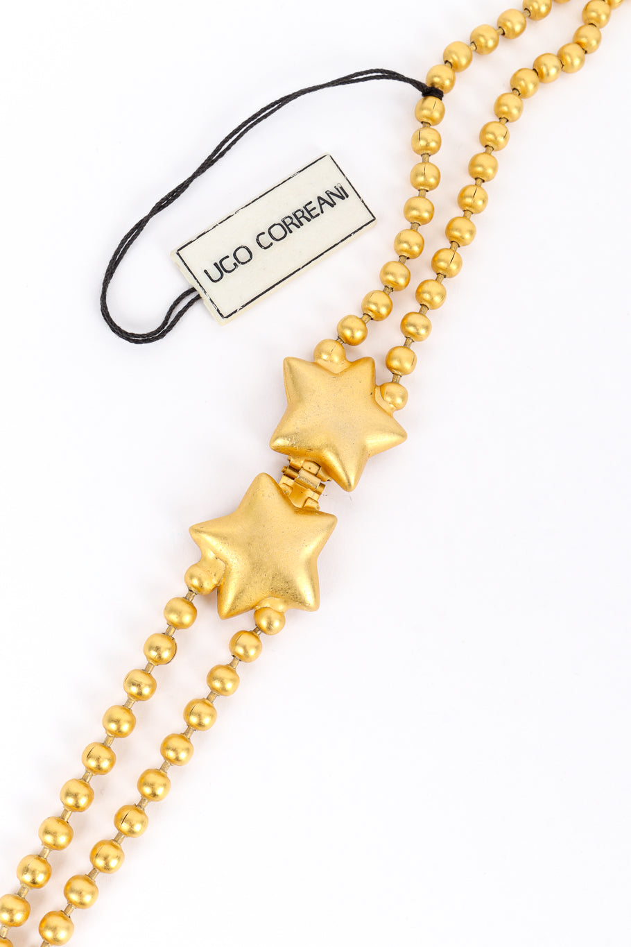 Vintage Ugo Correani Star and Crescent Moon Necklace closure top and signature hang tag @recess la