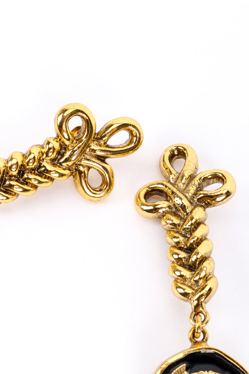 Vintage Ugo Correani Roman Medallion Drop Earrings scroll closeup @recessla