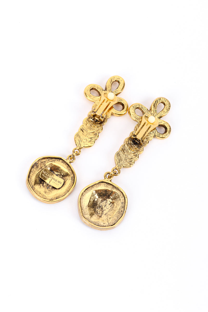 Vintage Ugo Correani Roman Medallion Drop Earrings back @recessla