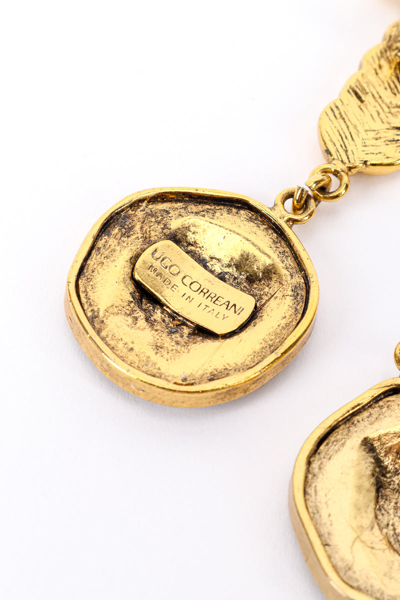 Vintage Ugo Correani Roman Medallion Drop Earrings signature cartouche @recessla