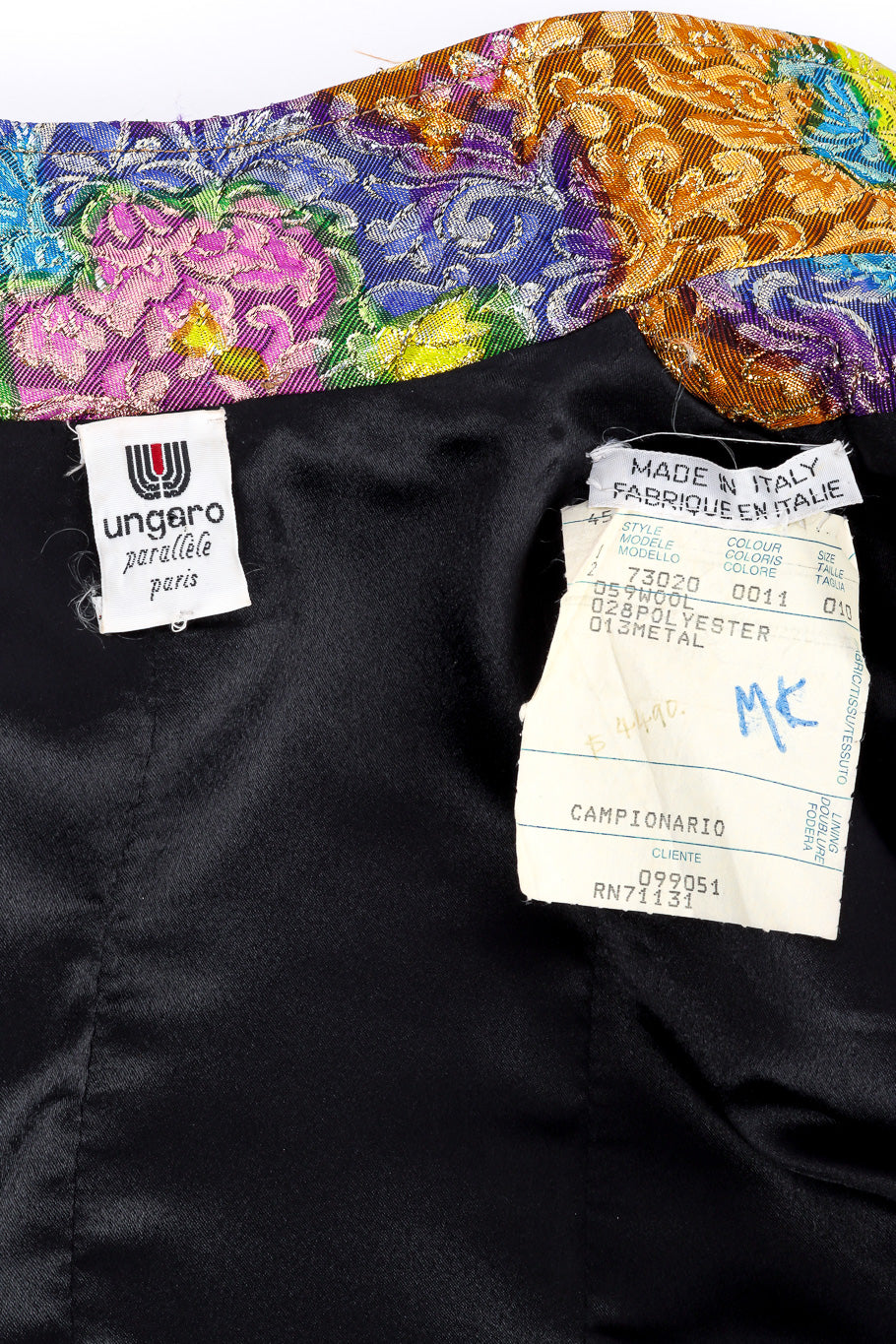 Brocade jacket by Emmanuel Ungaro labels close  @recessla