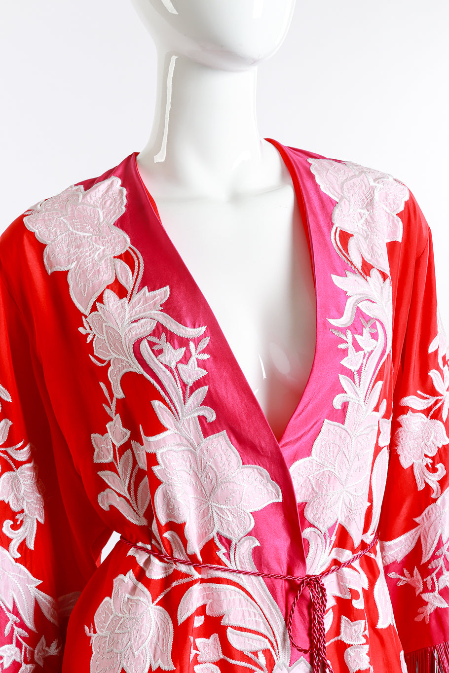 Ungaro Embroidered Floral Fringe Jacket front on mannequin closeup @recess la