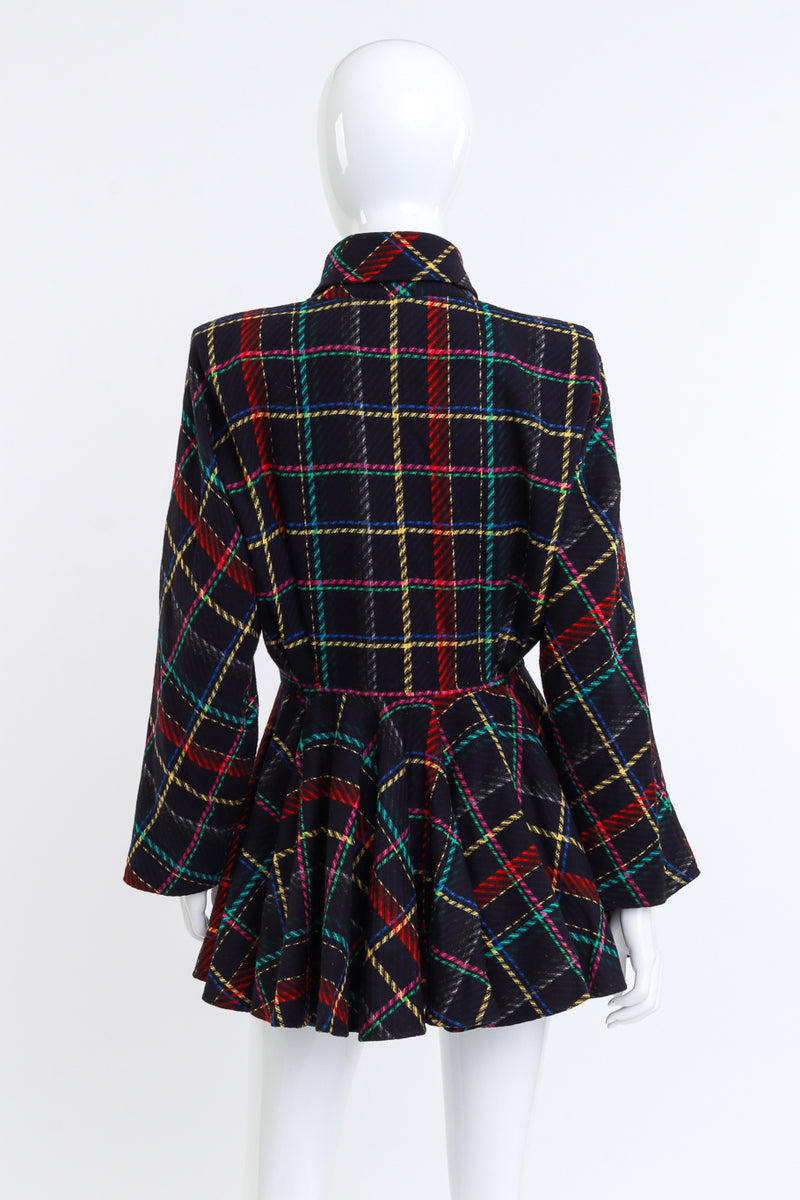 Vintage Emanuel Ungaro Plaid Peplum Jacket back on mannequin @recess la 