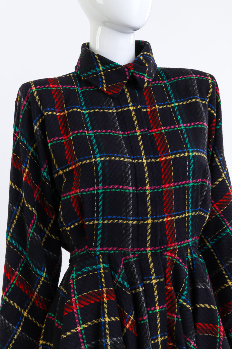 Vintage Emanuel Ungaro Plaid Peplum Jacket front on mannequin closeup @recess la