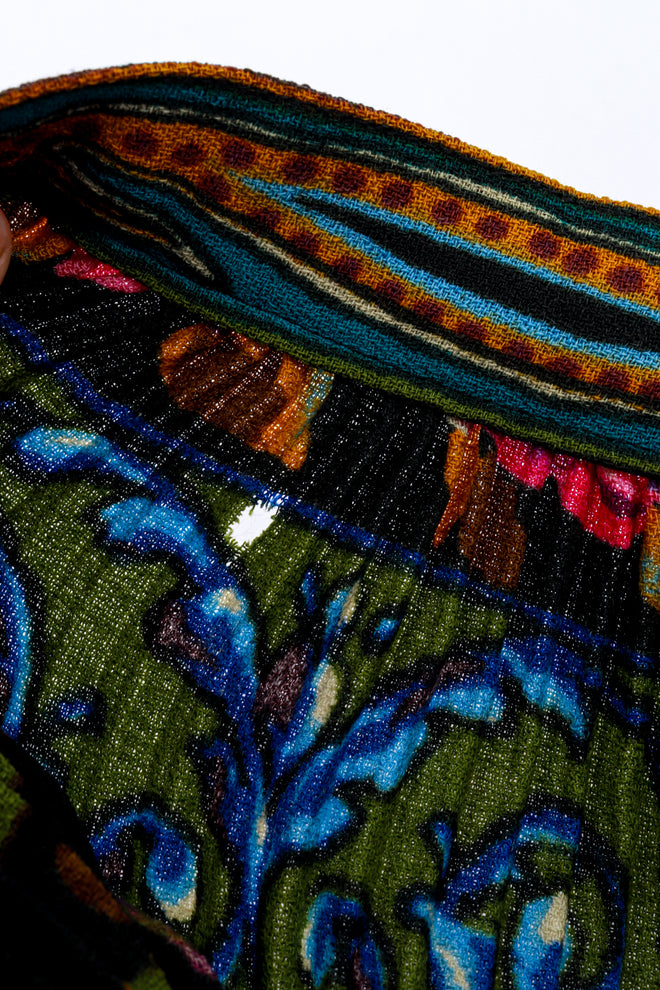 Emanuel Ungaro Pleated Floral Paisley Skirt hole closeup @recess la