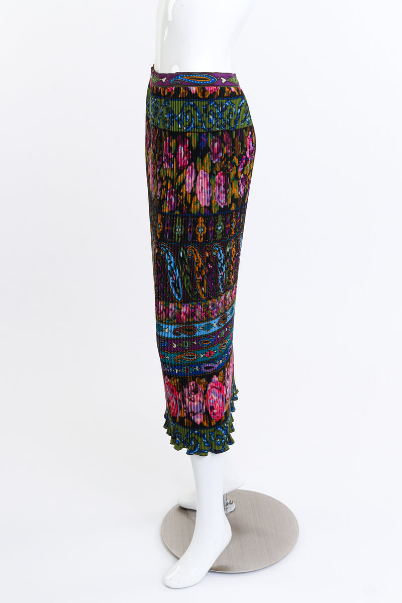 Emanuel Ungaro Pleated Floral Paisley Skirt side on mannequin @recess la