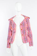 Pastel gingham jacket by Vivienne Westwood on mannequin open front @recessla