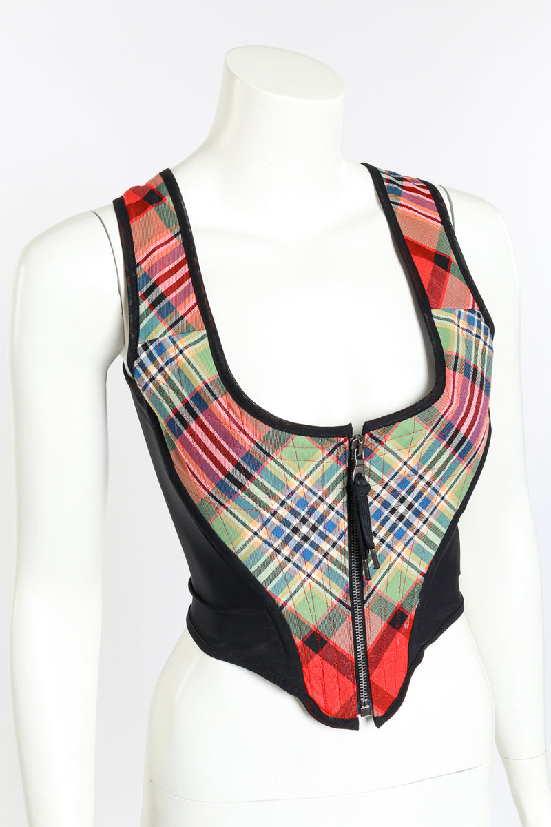 Vivienne Westwood 2022 S/S Tartan Portrait Corset on mannequin front @RECESS LA