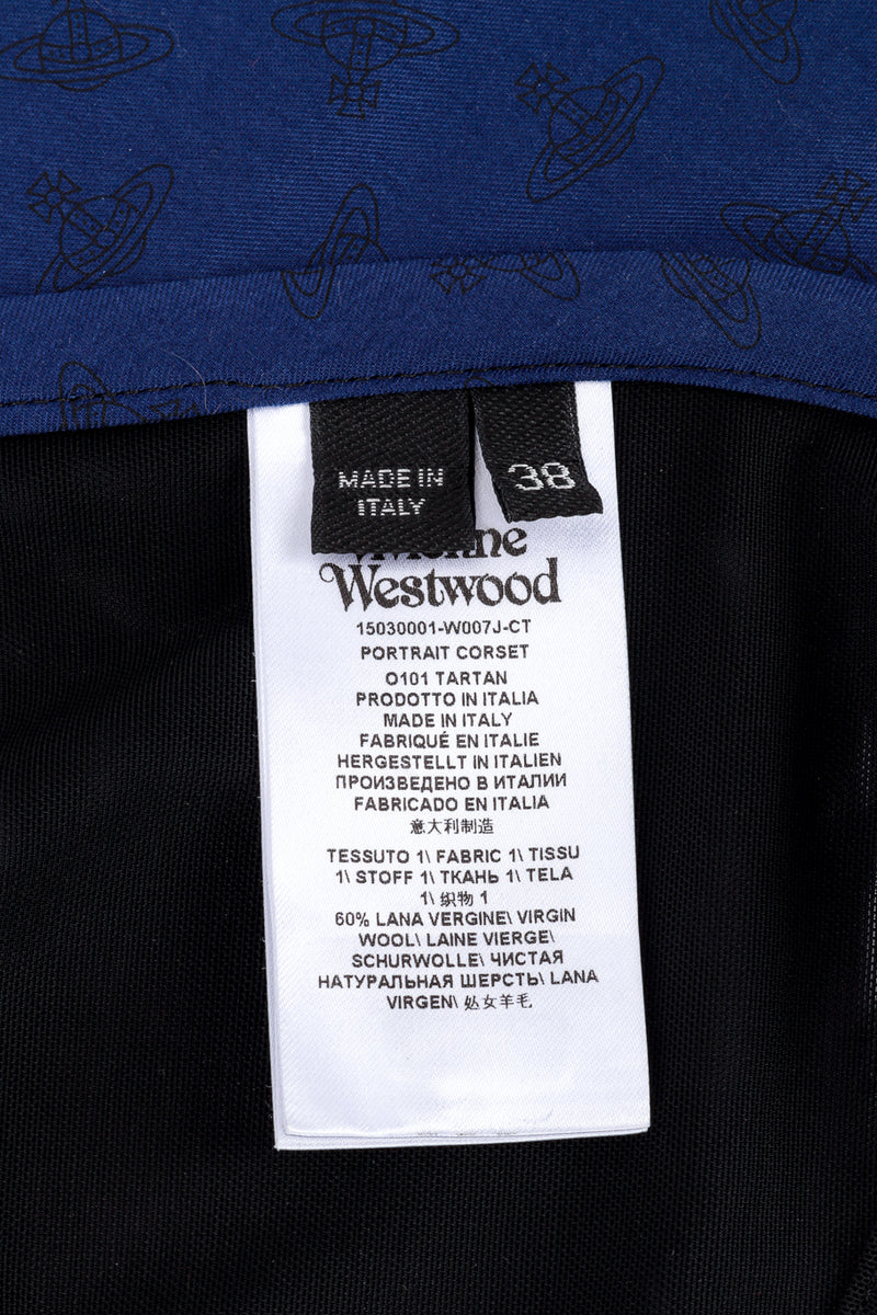 Vivienne Westwood 2022 S/S Tartan Portrait Corset label @RECESS LA