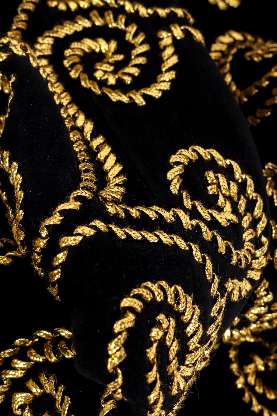 Suede Ribbon Swirl Bolero Jacket by Vakko fabric close @recessla